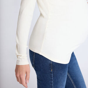 Μακρυμάνικη μπλούζα εγκυμοσύνης από πλεκτό côtelé μονόχρωμη 