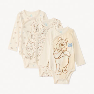 Lot de 3 bodies manches longues Winnie Disney avec ouvertures différentes selon l'âge  Main Lot de 3 bodies manches longues Winnie Disney avec ouvertures différentes selon l'âge