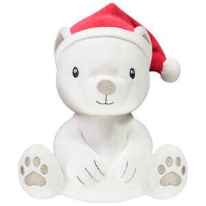 Αρκουδάκι από βελουτέ με χριστουγεννιάτικο σκούφο 