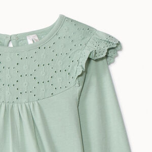 T-shirt manches longues uni à col marin brodé pour bébé fille 