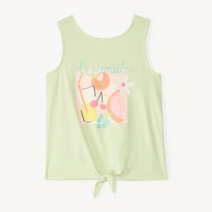 Μπλουζάκι με γυριστή πλάτη και γυαλιστερή εκτύπωση για κορίτσια 