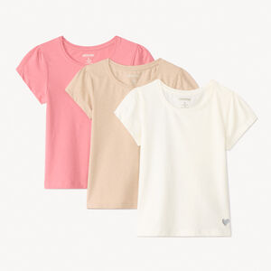 Σετ 3 μονόχρωμα t-shirts με κοντά μανίκια κορίτσι jersey 