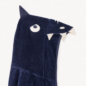 Μπουρνούζι πλεκτό με κουκούλα καρχαρίας για αγόρι μπλε ναυτικό 