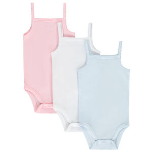 Σετ από 3 μονόχρωμα κορμάκια αμάνικα για bebe κορίτσι 