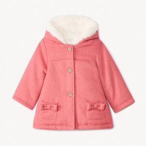 Manteau drap de laine rose à capuche pour bébé fille   Main Manteau drap de laine rose à capuche pour bébé fille