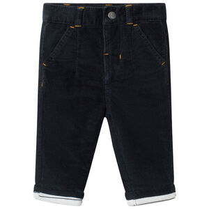 Παντελόνι βελουτέ με ριγέ επένδυση από jersey 