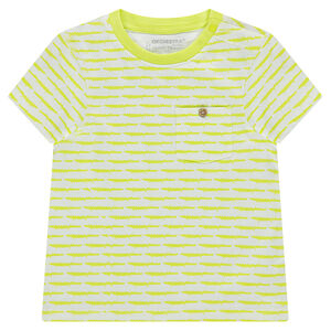 Κοντομάνικη ζέρσεϊ μπλούζα με φαντεζί ρίγες και τσέπη. 