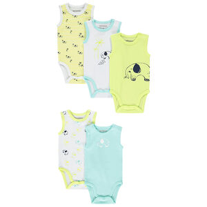 Lot de 5 bodies débardeur éléphant pour bébé garçon 