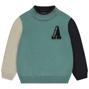 Πλεκτό πουλόβερ με εφέ color block και patch για μωρό αγόρι 