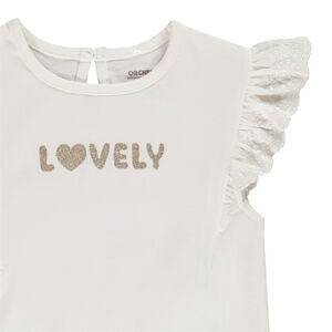 T-shirt κοντομάνικο με βολάν από jersey και glitter σχέδιο για κορίτσι. 