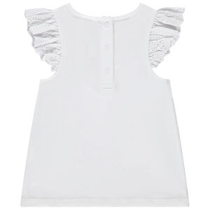Κοντομάνικο μπλουζάκι από jersey με βολάν και σχέδιο με glitter για bebe κορίτσι 
