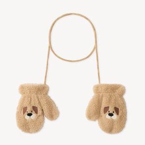 Moufles bébé garçon en sherpa doublées micropolaire motif chiot 