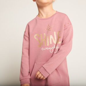 Φόρεμα φούτερ molleton με τσέπη kangourou για κορίτσι 