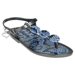 Nu-pieds en plastique avec imprimé et patchs fantaisie 