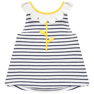 Αμάνικο μπλουζάκι με ρίγες και κολάρο σε σχήμα λουλουδιού 