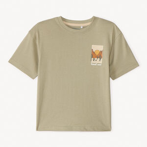 T-shirt à manches courtes avec impression de désert au dos pour garçon 