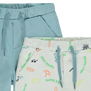 Σέτ από 2 βερμούδες πλεκτό μονόχρωμο και με σχέδιο για μωρό αγόρι 