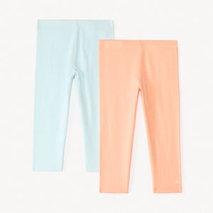 Σετ από 2 κοντά κολάν μονόχρωμα με τύπωμα λογότυπου για κορίτσι 