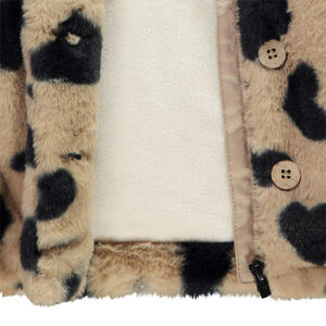 Παλτό φαντασίας με εκτύπωση καρδιάς και συνθετική γούνα για μωρό κορίτσι 