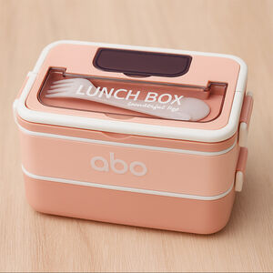 Πλαστικό Φαγητοδοχείο Με Χώρισμα 1200ml Και Με Δοχείο Σως Και Κουτάλι-Πιρούνι 