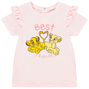 T-shirt κοντομάνικο με οργανικό βαμβάκι σχέδιο Simba και  Nala Disney για bebe κορίτσι 