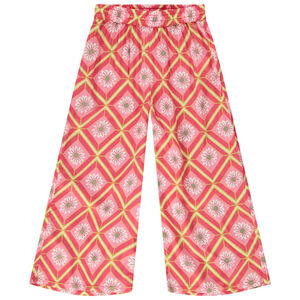 Παντελόνι φαρδύ και ρευστό με retro print για κορίτσι 