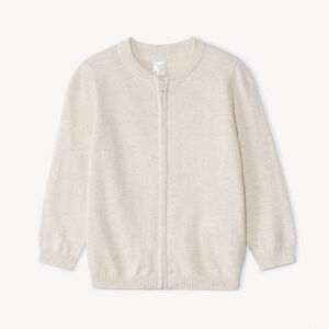 Ζακέτα πλεκτή μονόχρωμη με γιακά teddy για bebe αγόρι 