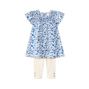Σετ 2 τμχ. με κοντομάνικη υφασμάτινη τουνίκ με λουλούδια για bebe κορίτσι 