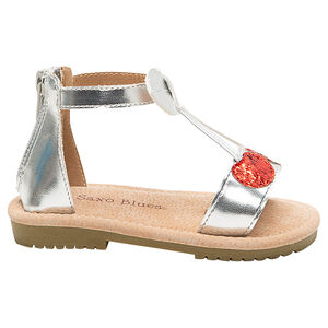 Ασημί πέδιλα με κεράσι με παγιέτες 