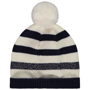 Γεννητικό πλεκτό σκουφάκι με pompon για κορίτσι 