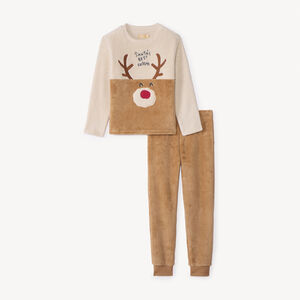 Set pyjama 2 pièces Renne de Noël en sherpa pour garçon  Main Set pyjama 2 pièces Renne de Noël en sherpa pour garçon