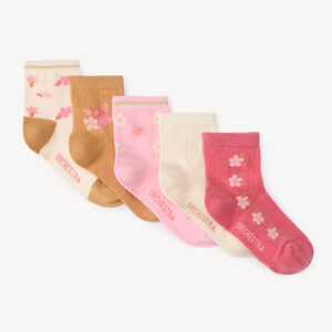 Lot de 5 paires de chaussettes normales à fleurs pour fille 