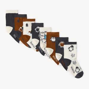 Lot de 8 paires de chaussettes motifs pingouins pour bébé garçon  Main Lot de 8 paires de chaussettes motifs pingouins pour bébé garçon