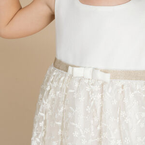 Γιορτινό φόρεμα bi-matière με ανοιχτή πλάτη σε σχήμα καρδιάς για bebe κορίτσι 