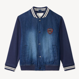 Τeddy jacket για αγόρια με δύο υλικά: τζην και φλις. 