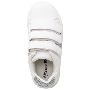 Λευκά αθλητικά παπούτσια με αυτοκόλλητο και γκλίτερ για κορίτσι 