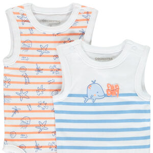 Σετ 5 bodies αμάνικα με σχέδιο ωκεανός για bebe αγόρι 