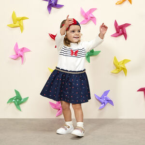 Φόρεμα μακρυμάνικο με εφέ 2 σε 1 και σχέδιο πεταλούδες για μωρό κορίτσι 