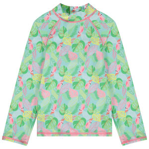 Μπλουζάκι μακρυμάνικο anti-UV SPF 50+ με σχέδιο φύλλα για κορίτσι 