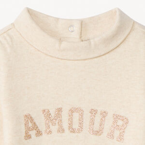 Πλεκτό μπλουζάκι ζιβάγκο με glitter μήνυμα για μωρό κορίτσι 