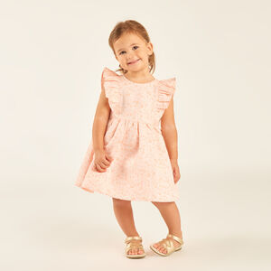 Φόρεμα κοντομάνικο με φλοράλ μοτίβα από ζακάρ για κορίτσι μωρού 