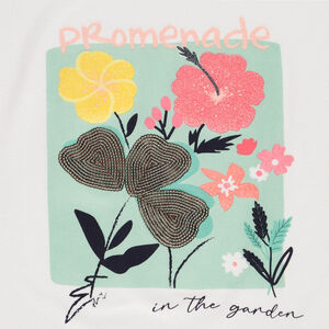 T-shirt κοντομάνικο με βολάν με σχέδιο φαντεζί για κορίτσι 