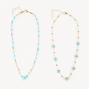 Σετ με 2 φανταχτερά κολιέ λουλούδια για κορίτσι 