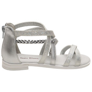 Πέδιλα με ασημένια φαντεζί λουράκια 