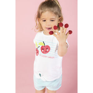 T-shirt κοντομάνικο με οργανικό βαμβάκι σχέδιο φρούτα με glitter  