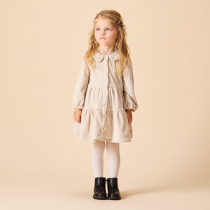 Φόρεμα μακρυμάνικο με βολάν από βελουτέ κοτλέ για μωρό κορίτσι 