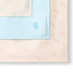 Σετ 3 langes από βαμβακερή γάζα με σχέδιο ελέφαντες για μωρό αγόρι 