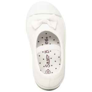 Αθλητικά Babies λευκά από πάνινο ύφασμα με φιόγκο και λάστιχο για bebe κορίτσι 