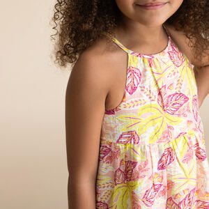 Μακριά φόρεμα με τιράντες και σχέδιο φύλλα για κορίτσι 