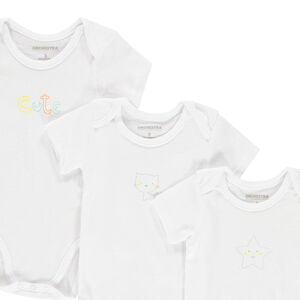 Σετ 7 κοντομάνικα κορμάκια με τυπωμένο σχέδιο. 